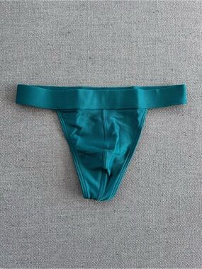 Charlie by MZ Malachite Green Teal Ribbed Swim Thong Small NWT